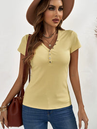 European American Summer New Deep V Neck Tight Short Sleeve T-shirt Female 2024 Amazon Pure Color Half Sleeve Head Tops Female