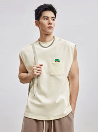 Loose and Simple Crew Neck Sleeveless Waistcoat Sports Vest