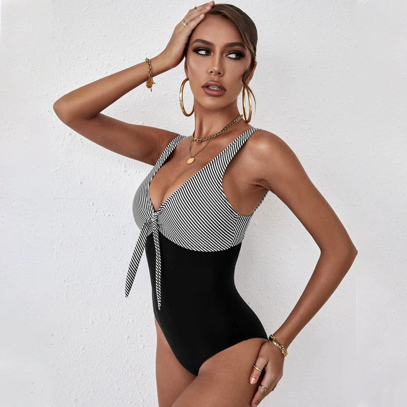 Diramon 2022 Summer New Swimsuit Women's Fashion Leopard Print Mesh Stitching Sexy One Piece Swimsuit 441022