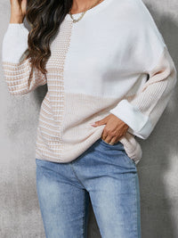 Fall 2024 New Arrival Knitting Drop Shoulder Sweater Women's Fashion Stylish Cut Out Women's Long Sleeves round Neck Pullover Top