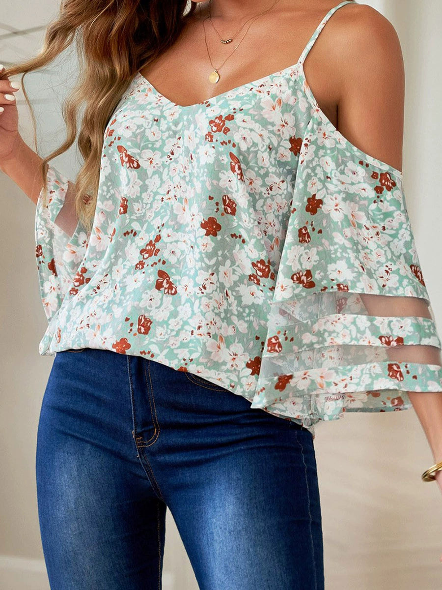 Casual Fashion Printed V-neck Sleeveless Tops Sling