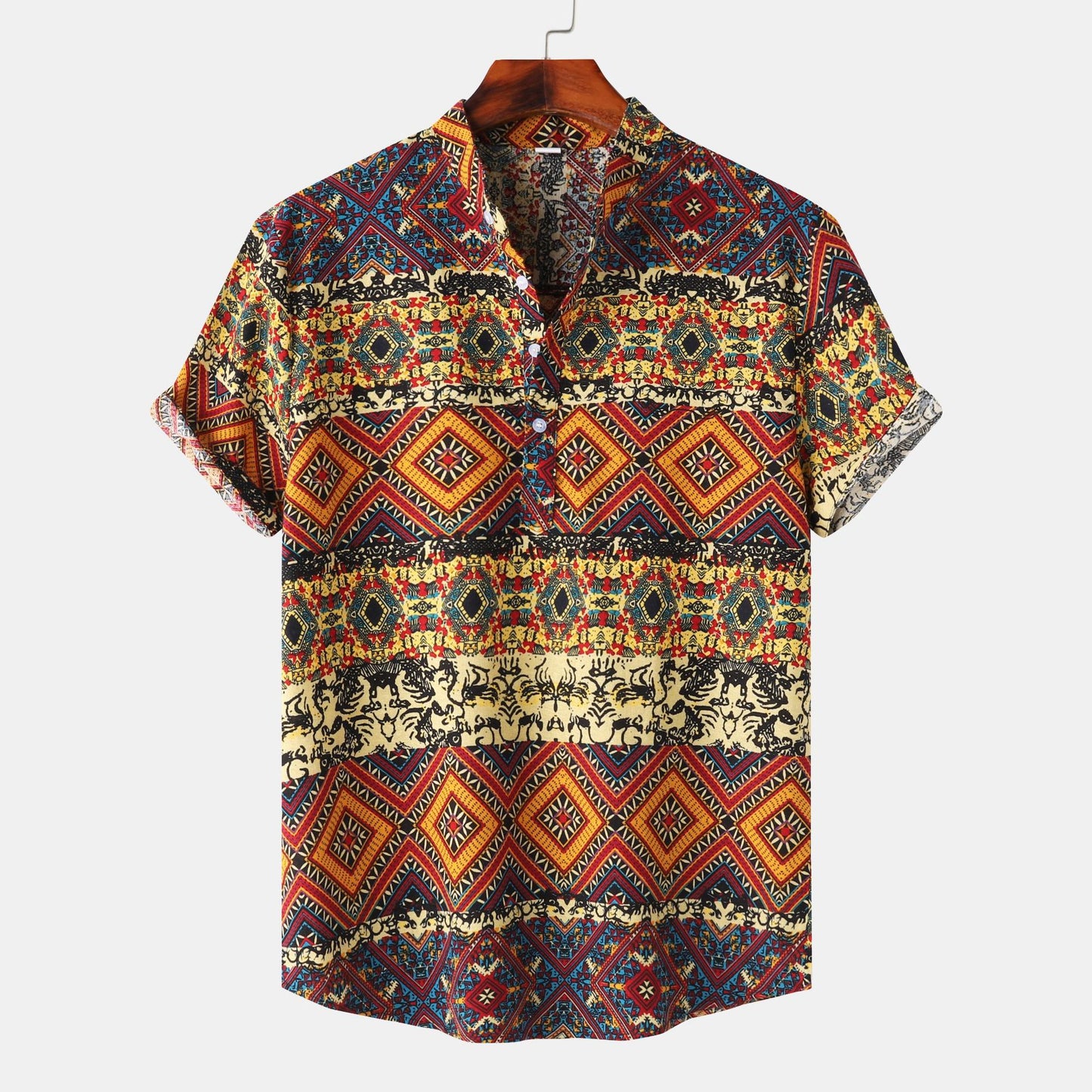 Men's Short-sleeved Shirt 2025 Summer New plus size Casual Hawaiian Printed Shirt Men's Cross-border Foreign Trade Men's Clothing