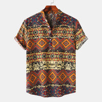 Men's Short-sleeved Shirt 2025 Summer New plus size Casual Hawaiian Printed Shirt Men's Cross-border Foreign Trade Men's Clothing