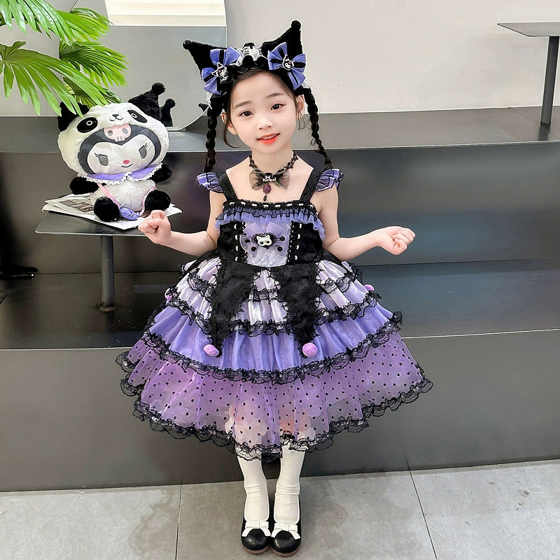 Girl Summer Dress Western Style Children Straps Lolita Princess Dress Girl's Birthday Suit Clow M Skirt
