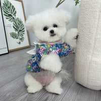 MIJIA Pet Clothes Spring/Summer New Arrival Jardin Monet Bows Floral Skirt Teddy Bichon Dog Cat Outwear