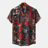 Men's Short-sleeved Shirt 2025 Summer New plus size Casual Hawaiian Printed Shirt Men's Cross-border Foreign Trade Men's Clothing