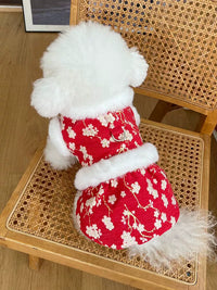 Pet Clothes Fall and Winter New Arrival Fleece-lined New Year Clothes Tangzhuang Dress Teddy Bichon Dog Cat New Year New Year Clothes