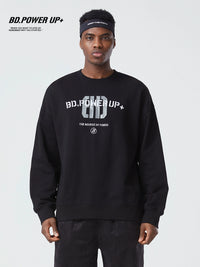 Loose Embroidered Crew Neck Cotton Men's Pullover Sweater