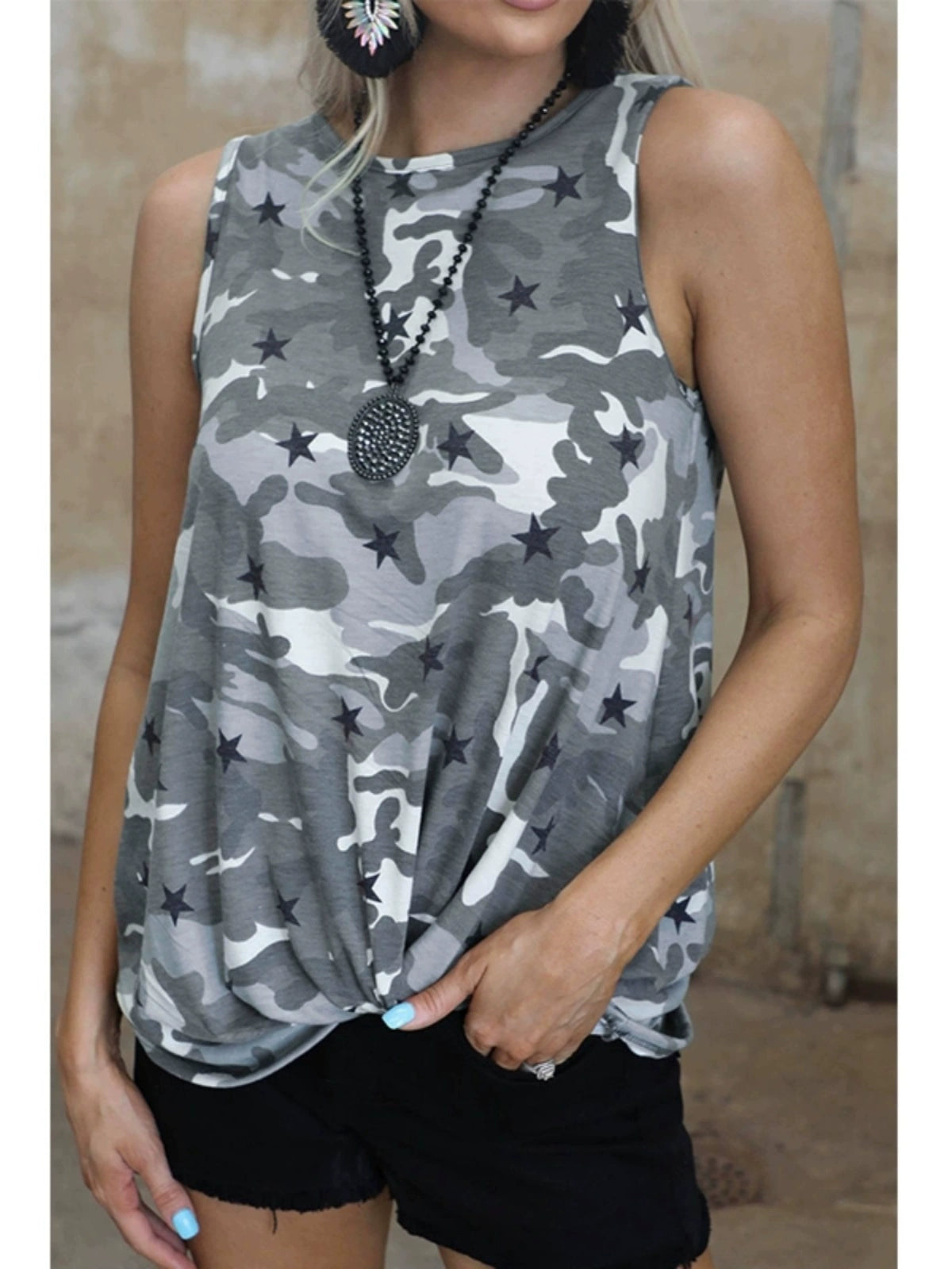 2024 Summer New Arrival Camouflage Sleeveless Vest for Women European and American Ladies Casual Easiest for Match I-Shaped Bottoming Short Tops