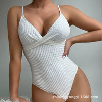 2024 New Arrival Independent Station Cross-Border Solid Color One-Piece Swimsuit Female European and American Sexy Swimsuit In Stock Export Swimsuit