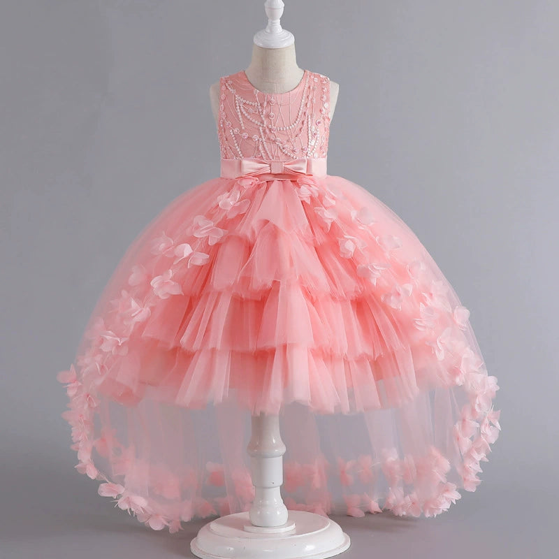 Girls' Trailing Dress Formal Dress Evening Dress Sleeveless Princess Dress Pettiskirt Cake Dress Party Dress Performance Dress