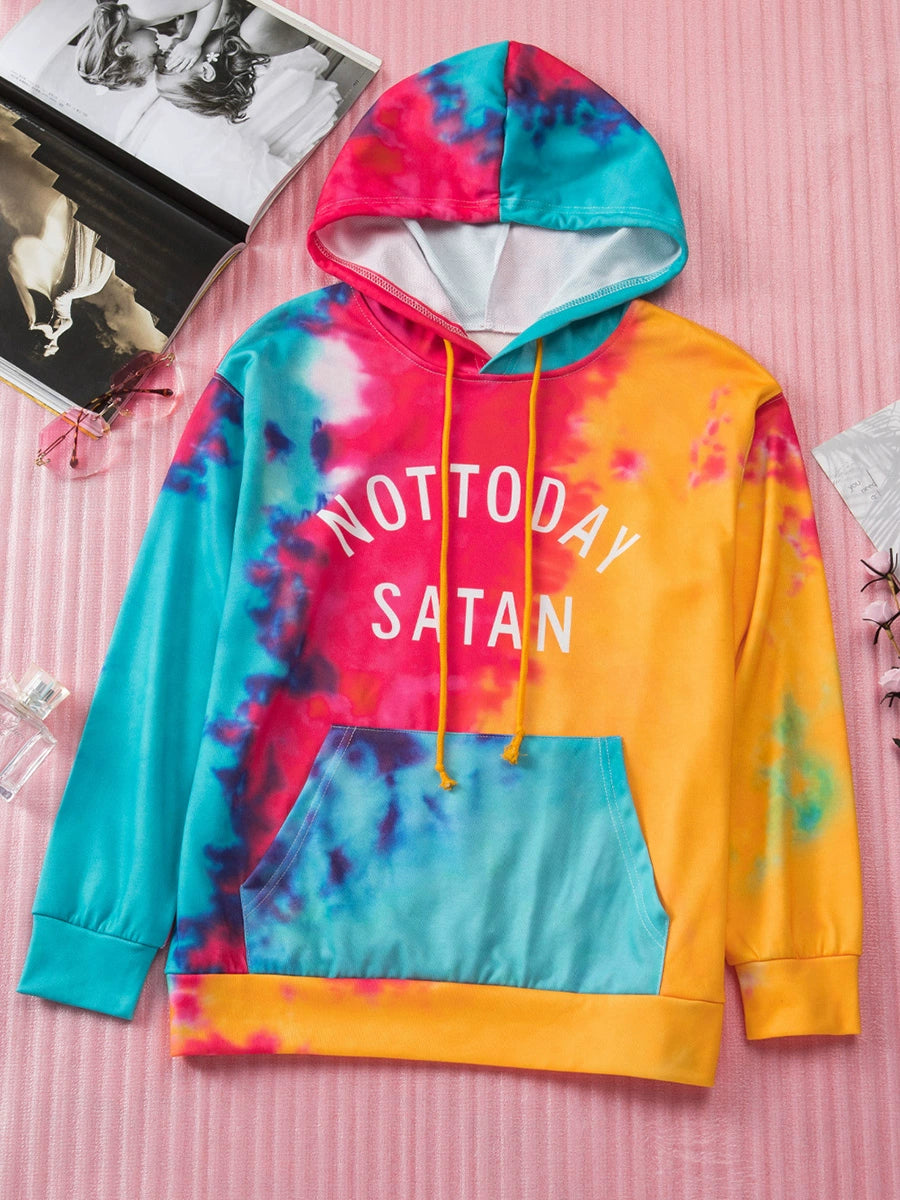 Fashion Color Tie Dye Thickened Hooded Pullover