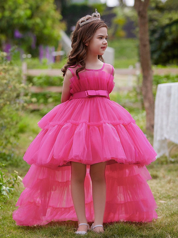 New Children's Princess Dress Pettiskirt Detachable Trailing Dress Gauze Dress Girls Piano Host Catwalk Performance Costumes