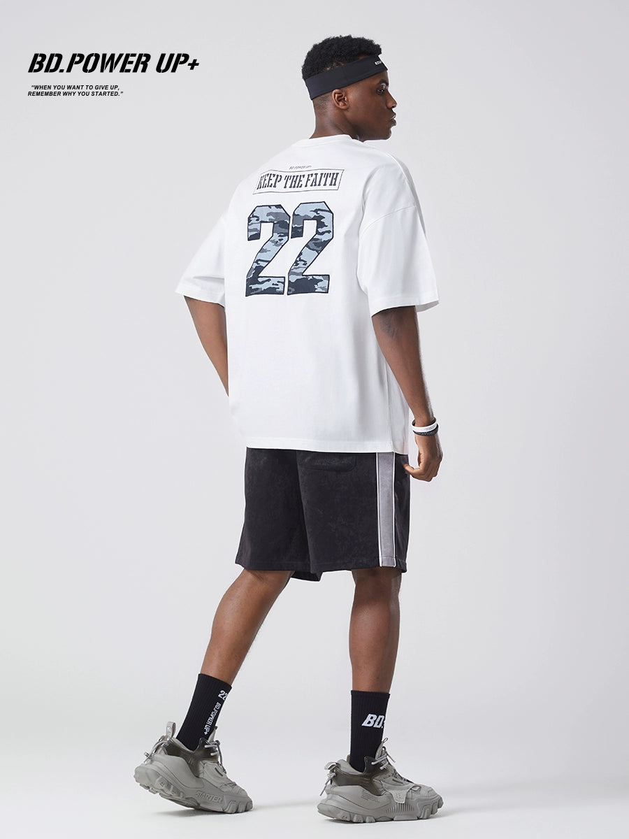 Camouflage Affixed Cloth Embroidered Men's All-Match Cotton Short-Sleeve T-shirt