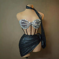 Summer New Performance Dress Nightclub Club Temperament Slim dress Music Festival Model Catwalk Banquet Party Watch