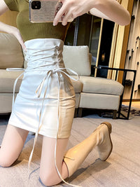 Design Sense Lace-up Autumn Elegant Hot Girl Skirt