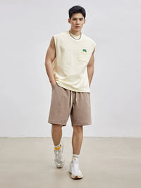 Loose and Simple Crew Neck Sleeveless Waistcoat Sports Vest