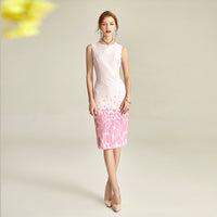 Luxury Socialite Floral round Neck Sleeveless Gradient Dress