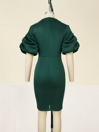 European and American-Style Large-Size Green Collar Sexy Hip Skirt