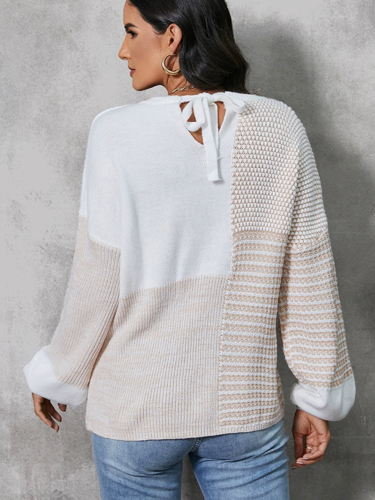 Fall 2024 New Arrival Knitting Drop Shoulder Sweater Women's Fashion Stylish Cut Out Women's Long Sleeves round Neck Pullover Top