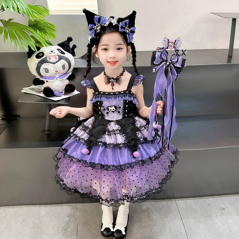 Girl Summer Dress Western Style Children Straps Lolita Princess Dress Girl's Birthday Suit Clow M Skirt