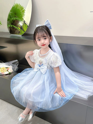 Princess Dress Summer Dress Western Style Kids Tulle Tutu Elsa