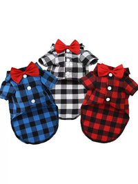 Dog Gingham Shirt Suit Wedding Dress Jarre Aero Bull Pug Small, Medium and Large Dogs Pet Clothes Cat Supplies