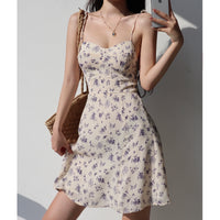 Retro Maiden Fresh Floral Slim-Fitting Slip Dress