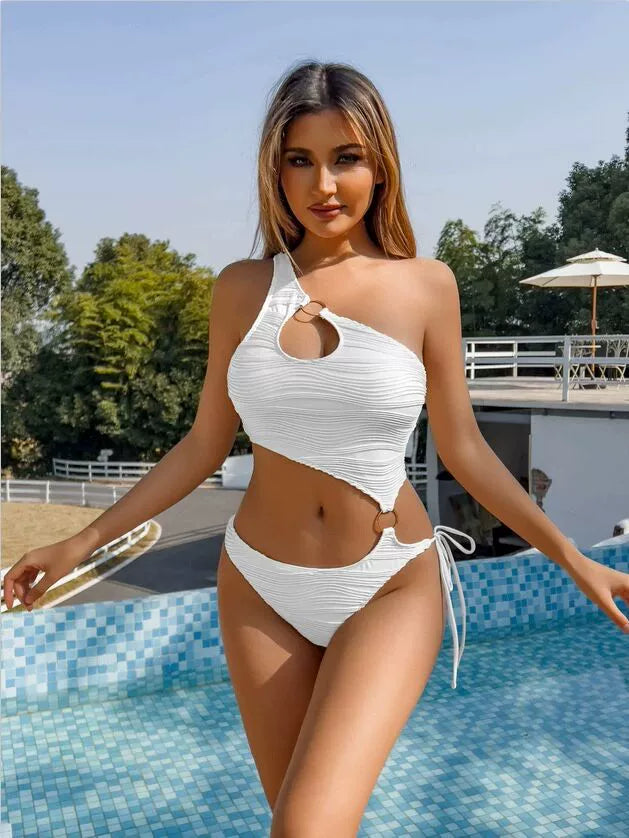 2024 New Arrival Export Cross-Border Amazon European and American Sexy Solid Color One-Piece Bikini Women's Swimsuit