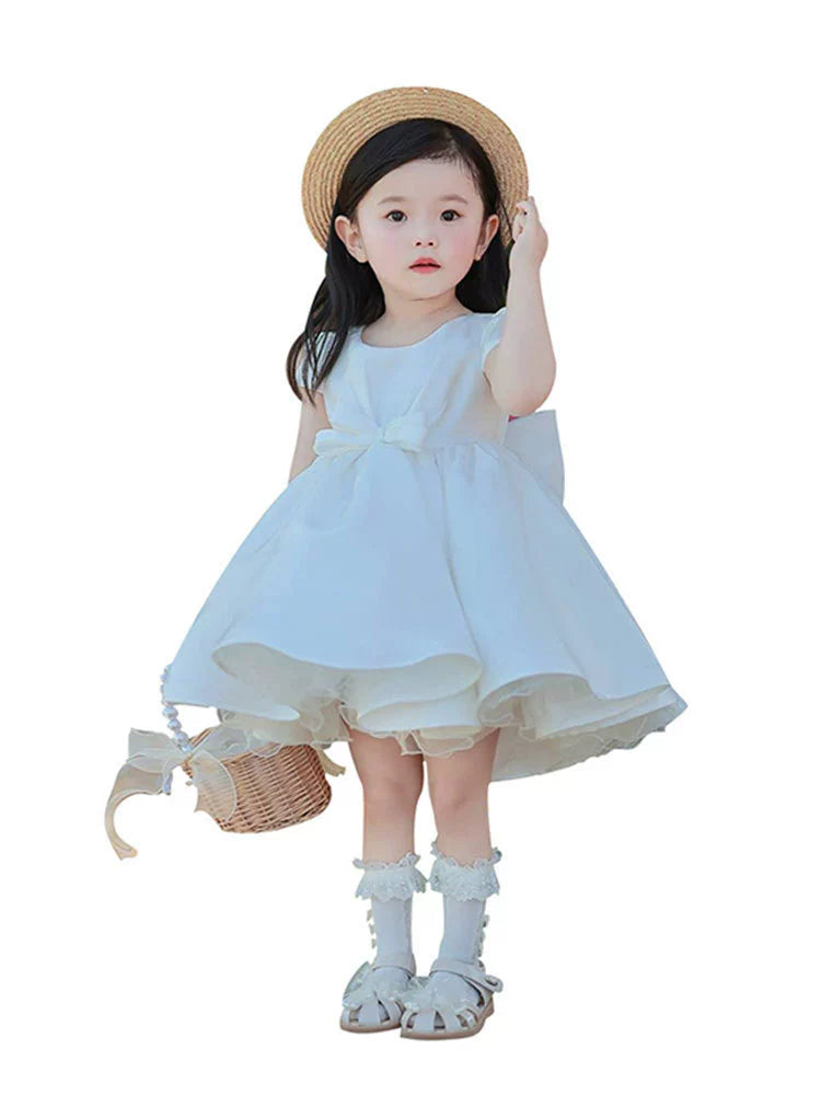 Children's Summer White Puffy Wedding Dress Lolita Flower Wedding Baby Girl Birthday Dress Flower Girl Wedding Dress