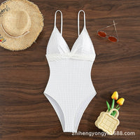 2024 New Arrival Independent Station Cross-Border Solid Color One-Piece Swimsuit Female European and American Sexy Swimsuit In Stock Export Swimsuit