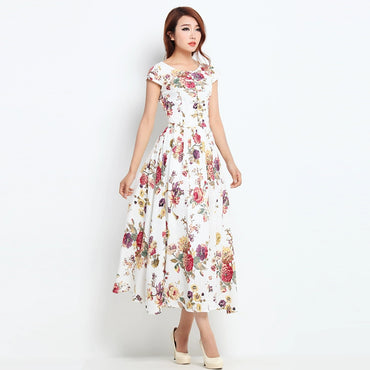 Retro Artistic Handmade Slim-Fit Linen Dress