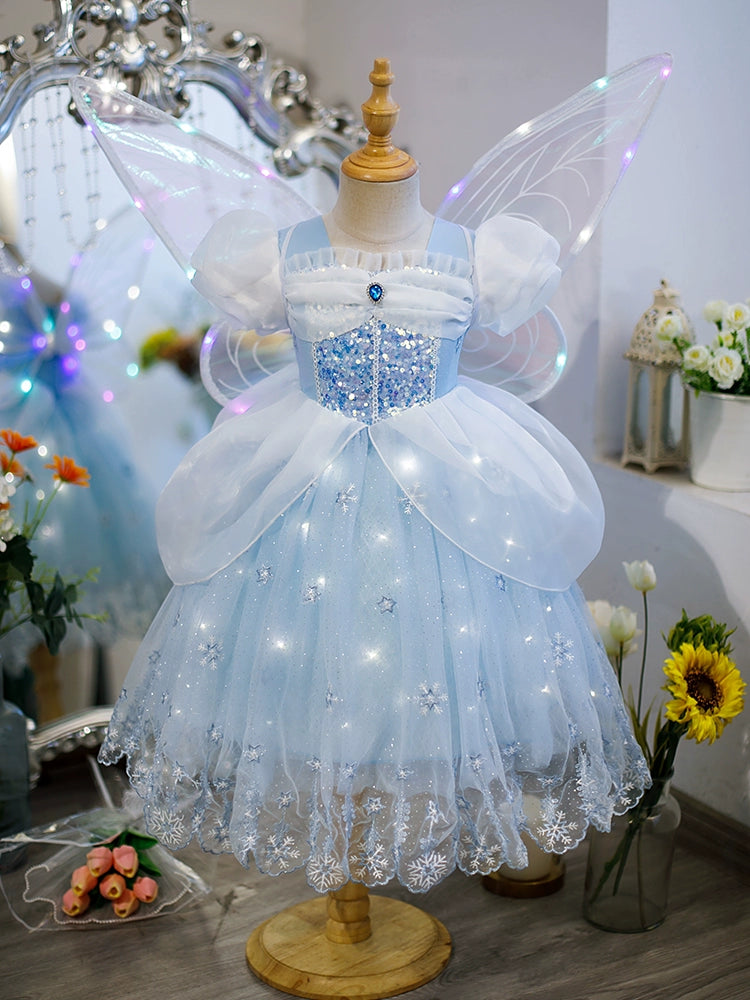 Girls' Halloween Spring and Autumn Classy Luminous Wings Lolita Children's Princess Elsa Dress Birthday Dress Autumn