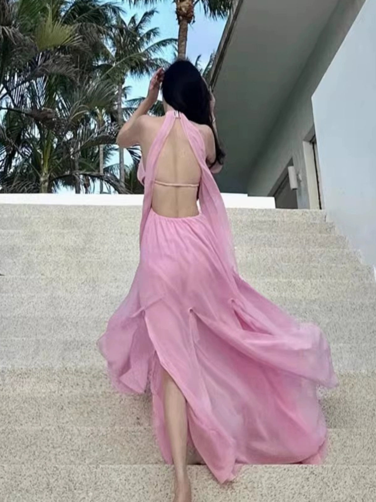 Super Fairy Dopamine Hainan Sanya Thailand Halterneck Long Dress