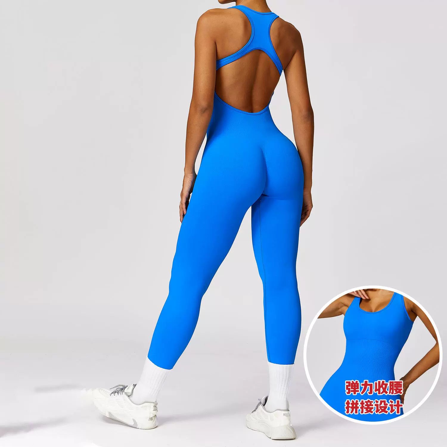 Spring Fashion Gym Seamless Yoga Jumpsuit Belly Contracting and Close-Fitting Sports Back Shaping One-Piece Women's Integrated Knitting