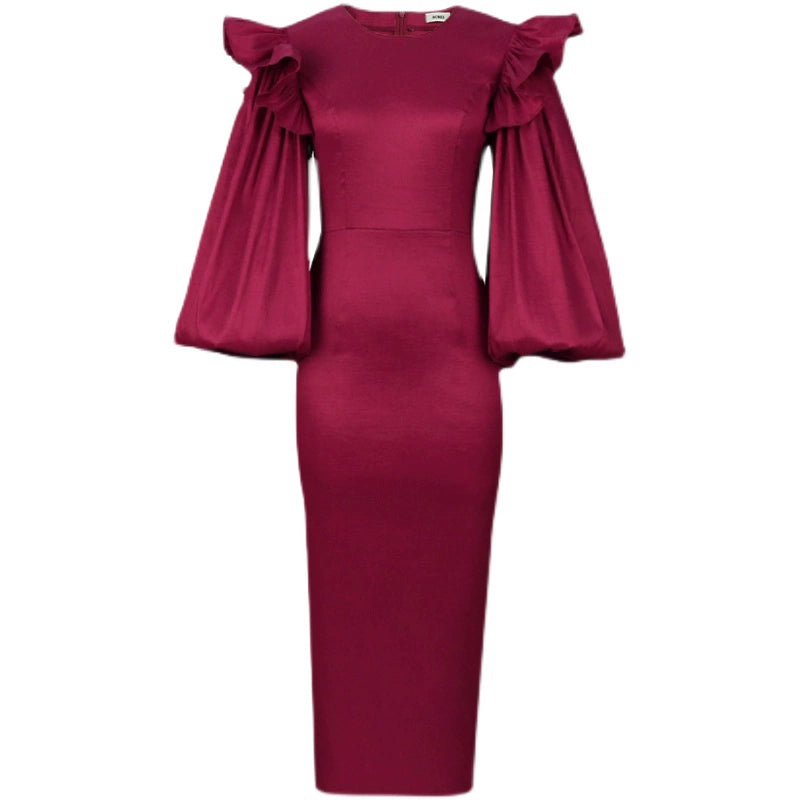 New Fashion plus Size High Waist Party Party Dress Wine Red Dress plus Size Party Dress