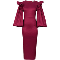 New Fashion plus Size High Waist Party Party Dress Wine Red Dress plus Size Party Dress