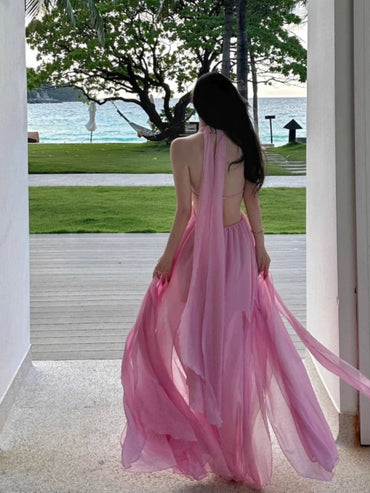 Super Fairy Dopamine Hainan Sanya Thailand Halterneck Long Dress