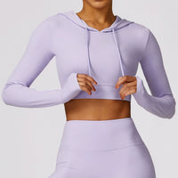 Fashion Spring Quick-Drying Long Sleeve Yoga Wear Training Outdoor Running Exercise T-shirt Hooded Workout Clothes Top without Chest Pad