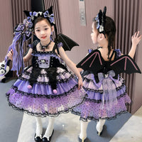 Girl Summer Dress Western Style Children Straps Lolita Princess Dress Girl's Birthday Suit Clow M Skirt