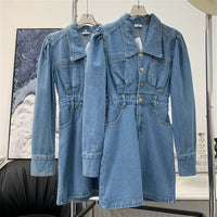 Polo 0.78kg Slimming Long Sleeves Denim Dress