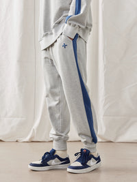 Heavy Embroidery Men's Fashion Color Contrast Patchwork Loose Sweatpants