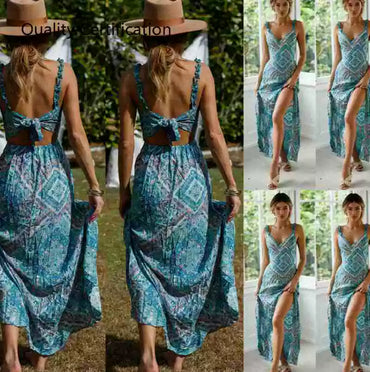 Floral Short Sleeve Long Maxi Dress Party Beach Sundress