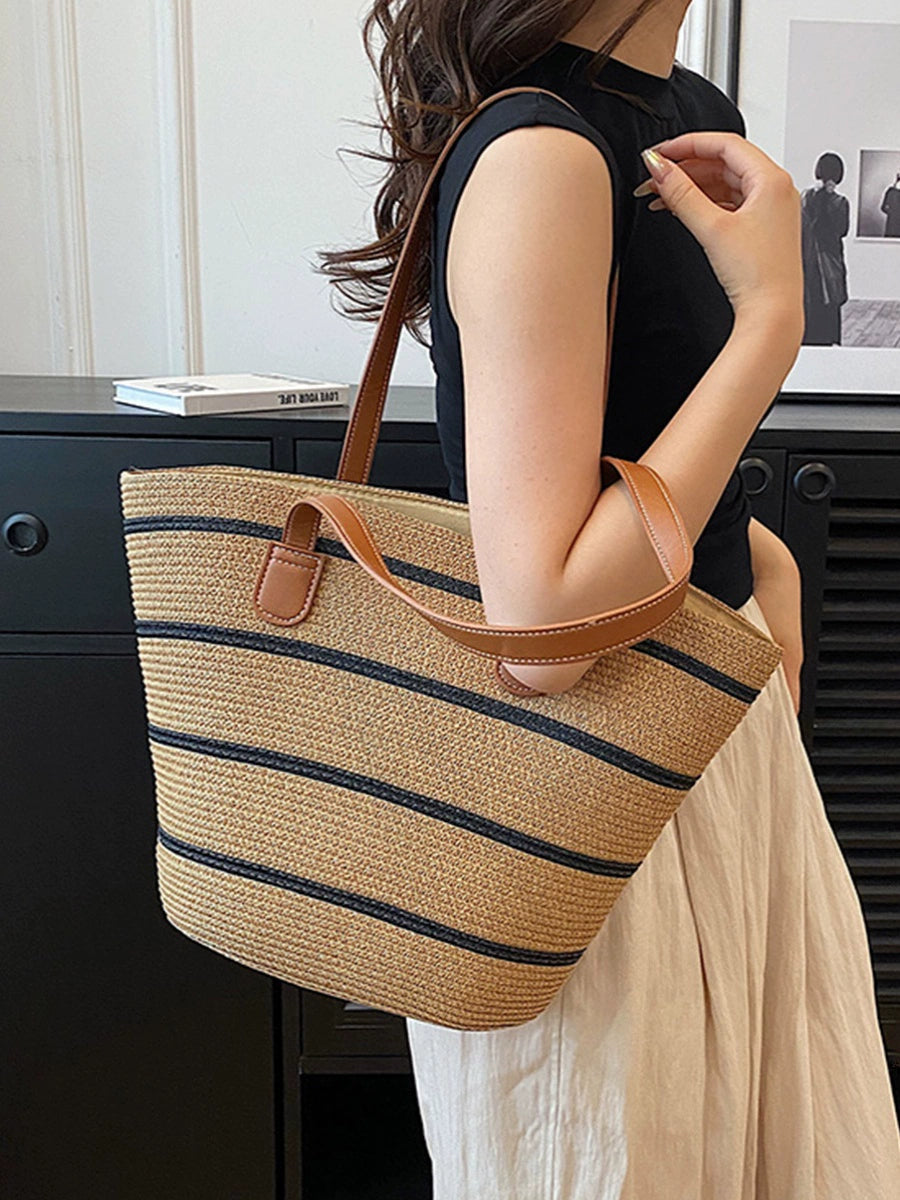 Retro Fancy Large Capacity Vacation Straw Woven Bag