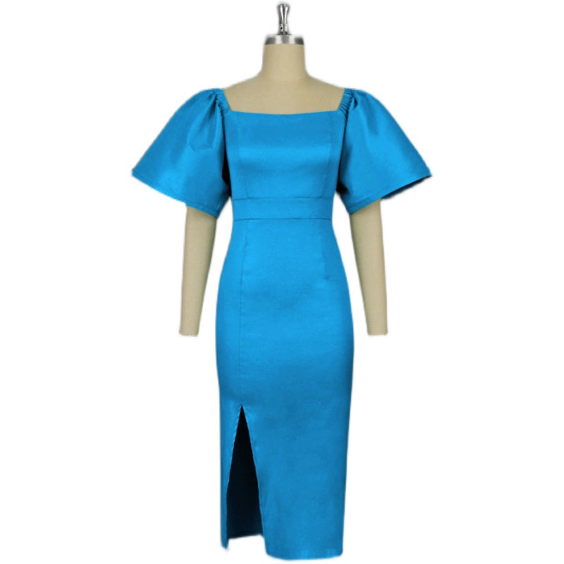 New Fashion Summer plus Size Slim Fit Puff Sleeve Dress plus Size Party Dress Women