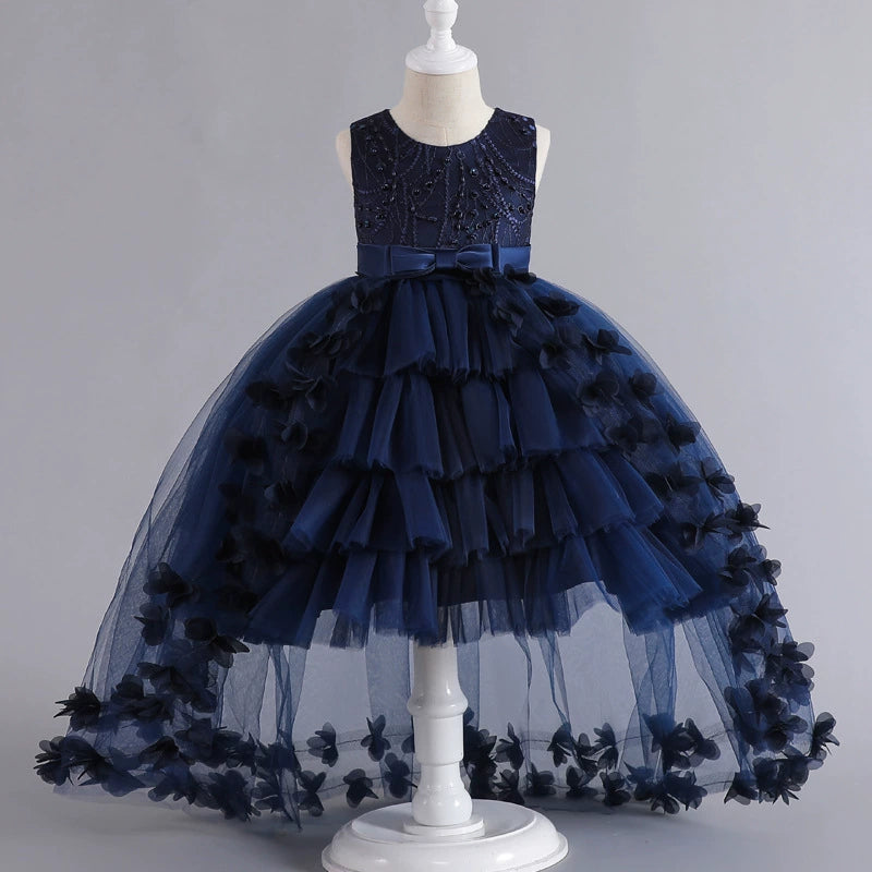 Girls' Trailing Dress Formal Dress Evening Dress Sleeveless Princess Dress Pettiskirt Cake Dress Party Dress Performance Dress