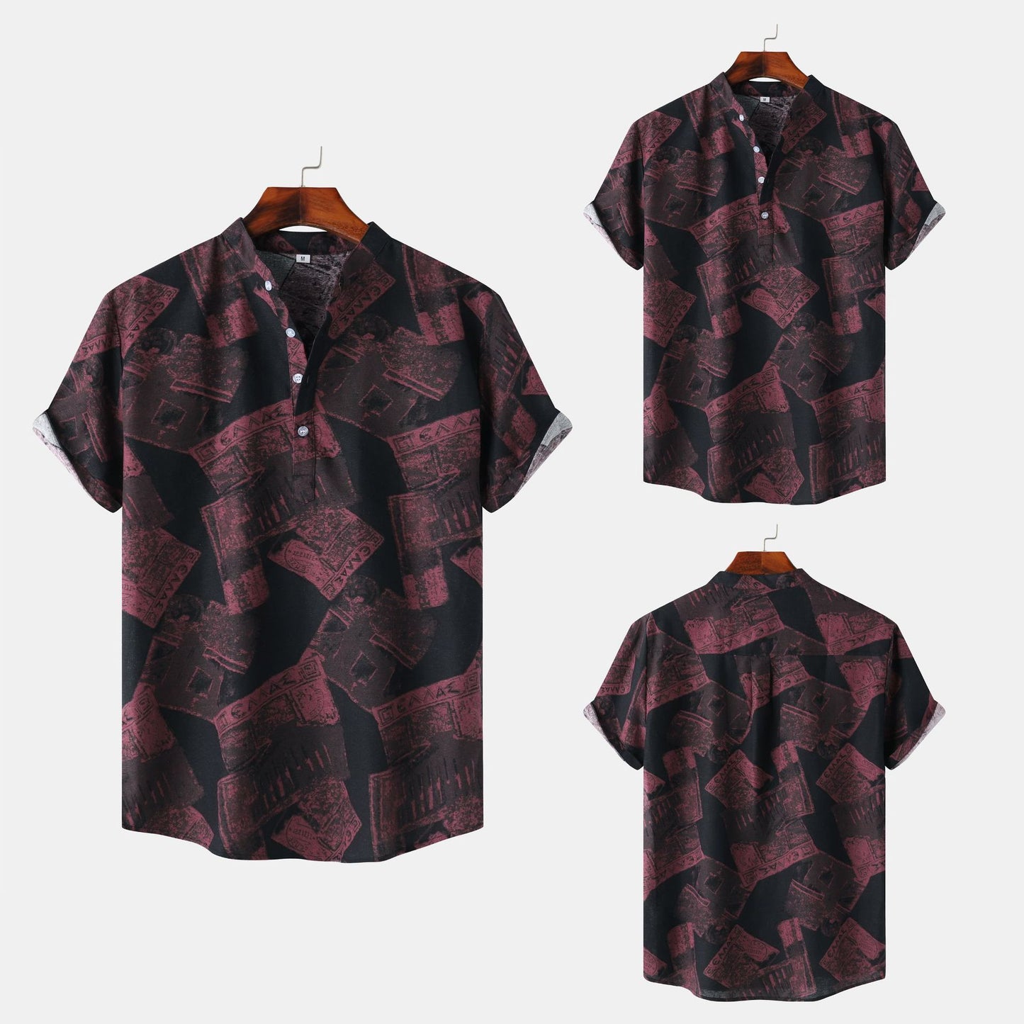 Men's Short-sleeved Shirt 2025 Summer New plus size Casual Hawaiian Printed Shirt Men's Cross-border Foreign Trade Men's Clothing