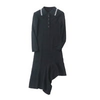 Polo Export Long Sleeves Irregular Knitting Dress