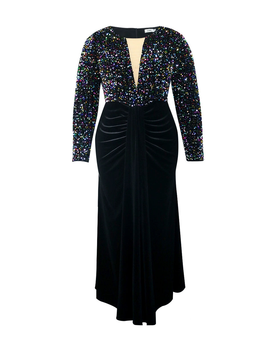 Fashion plus Size Sexy See-through Party Dress Sequins Mega Mart Center Fashion plus Size Sexy See-through Party Dress Sequins Mega Mart Center