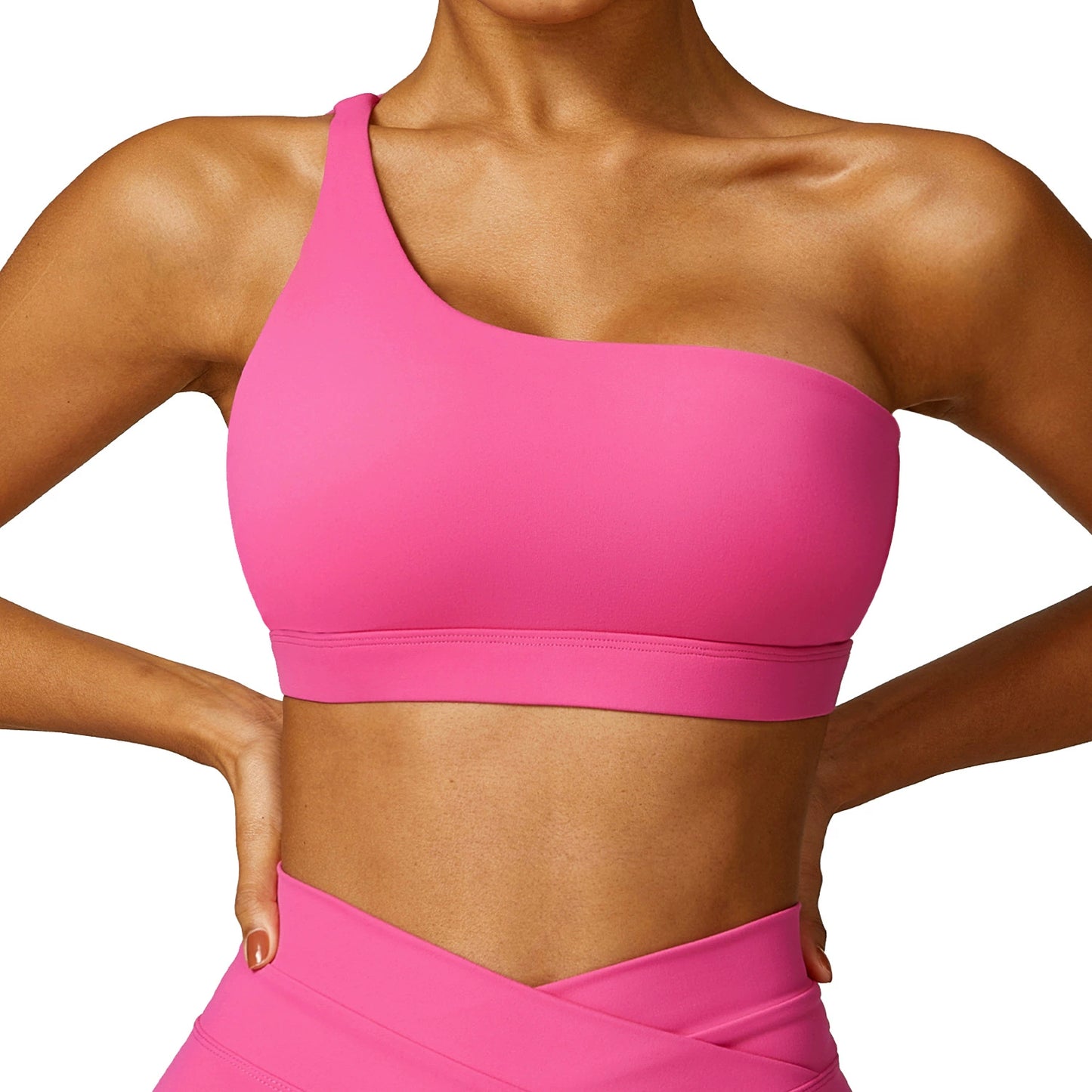 2024 Fashion Oblique One-Shoulder Beauty Back Yoga Bra Quick-Drying Workout Top Skinny Yoga Clothes Running Exercise Underwear